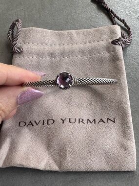 Authentic David Yurman Petite Chatelaine Cable Bracelet with Faceted Amethyst